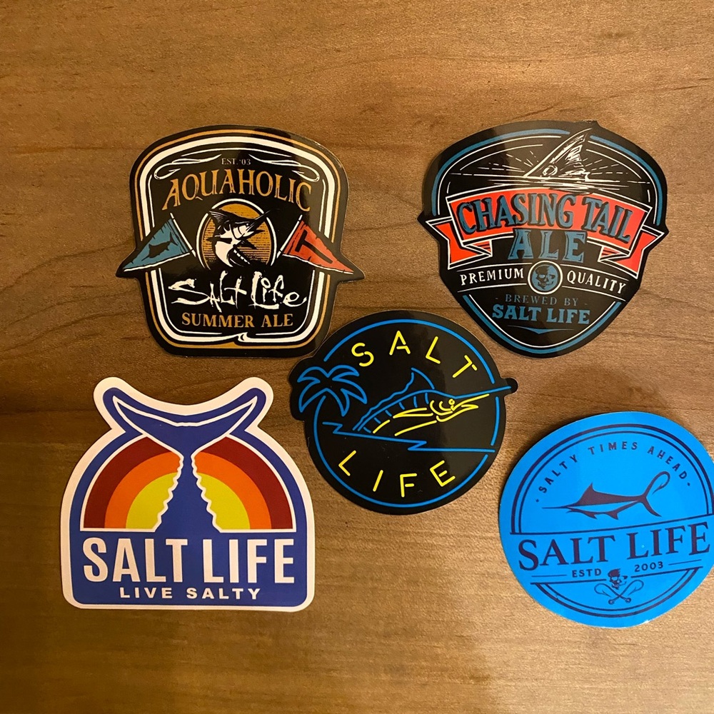 Salt Life Lot Of 5 Color Decals 2.5” (1) Aquaholic Summer Ale (4) Salt Life